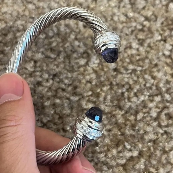 DAVID YURMAN Sterling Silver with Amethyst and Diamonds, 5mm BRACELET - Picture 3 of 4